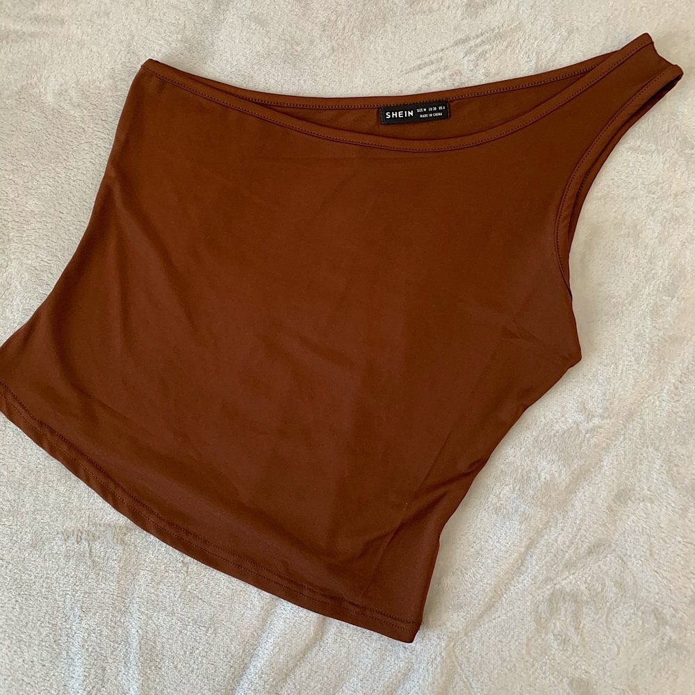 SHEIN Brown One Shoulder Tank Top